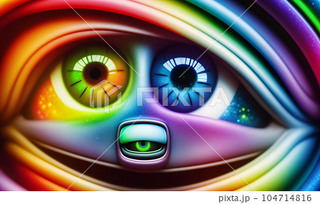 The eyes of an alien creature awakens the concept of artificial intelligence, Technologies of our future, artificial intelligence generation. 104714816