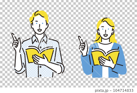 人物 指をさす英会話講師セット 104714833