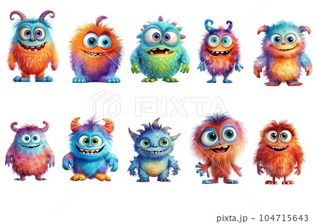 Cute Monster Vector Set. Isolated flat vector illustration 104715643