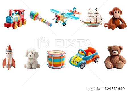 Vector set of children's toys. Isolated flat vector illustration 104715649