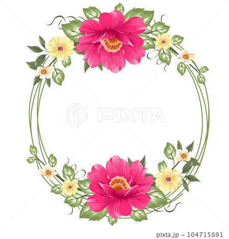 wildflower carnation flower wreath in a watercolor wildflower carnation flower wreath in a watercolor 104715891