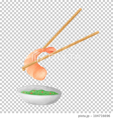 grilled shrimp on seafood sauce hand draw 104716696