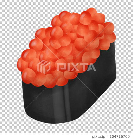 Cute and delicious ikura seaweed sushi hand draw 104716700