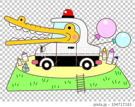 動物と乗り物_ワニのパトカー 動物と乗り物_ワニのパトカー 104717183