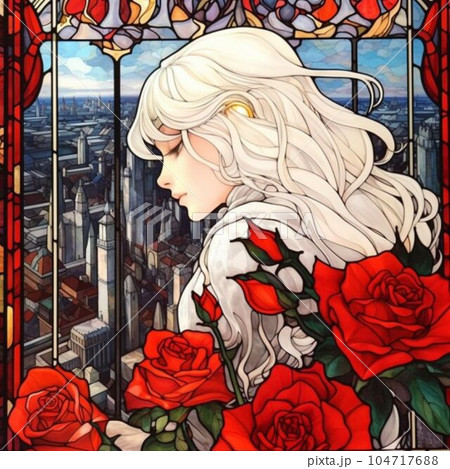 薔薇と女の子のイラスト素材 [104717688] - PIXTA