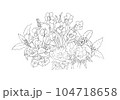 寄せ花のスケッチ　線画 104718658