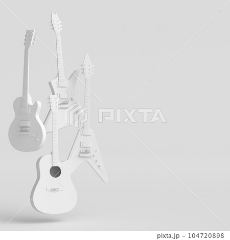 Set of electric acoustic guitars isolated on monochrome background. Set of electric acoustic guitars isolated on monochrome background. 104720898