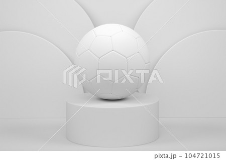 Football ball on cylinder podium with steps on monochrome background Football ball on cylinder podium with steps on monochrome background 104721015