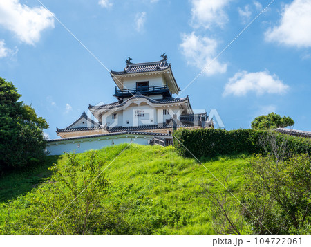 夏の青空と掛川城天守　静岡県掛川市 104722061