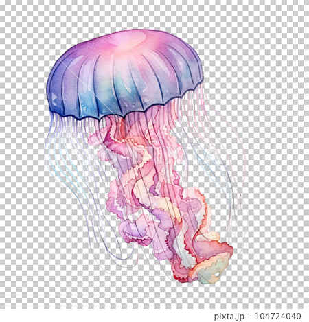 Watercolor jellyfish isolated. Illustration AI Generative Watercolor jellyfish isolated. Illustration AI Generative 104724040