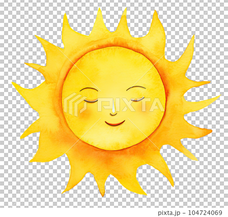 Cute watercolor sun. Illustration AI Generative 104724069