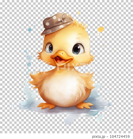 Cute watercolor baby duck. Illustration AI Generative Cute watercolor baby duck. Illustration AI Generative 104724459