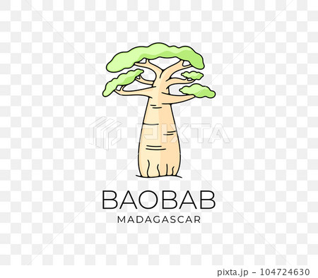 Madagascar african baobab, national park and savannah, nature, trees and plant, colored graphic design. Forest, savanna, flora, landscape and environment, vector design and illustration Madagascar african baobab, national park and savannah, nature, trees and plant, colored graphic design. Forest, savanna, flora, landscape and environment, vector design and illustration 104724630