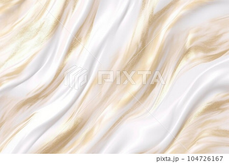 白と金色の立体的なマーブル模様の表面の抽象テンプレート。上品で美しい壁。AI生成画像 104726167