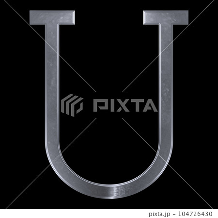 3D rendered illustration.Dull metal letter on black background.Art font. 104726430
