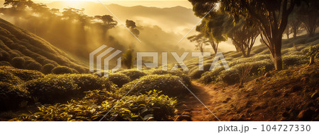 AI generative image of coffee plantation in Colombia 104727330