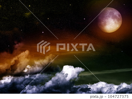 The moon in the night skyのイラスト素材 [104727375] - PIXTA