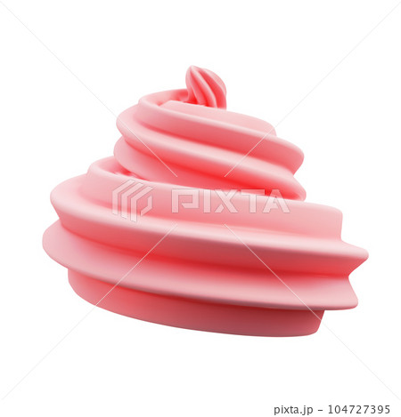 Whipped pink cream swirl or meringue side view 3D vector. Whipped pink cream swirl or meringue side view 3D vector. 104727395