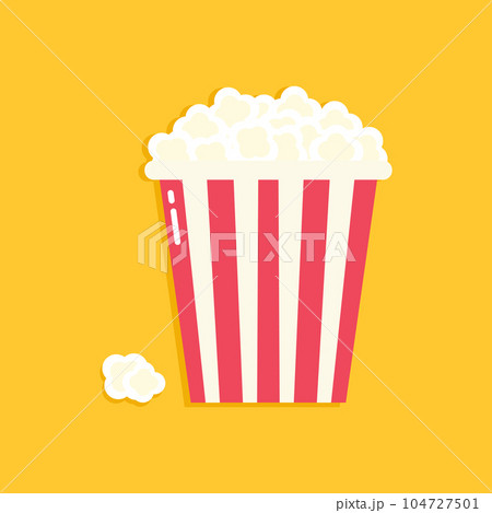 Popcorn icon on yellow background. Icon in flat style. Vector illustration Popcorn icon on yellow background. Icon in flat style. Vector illustration 104727501