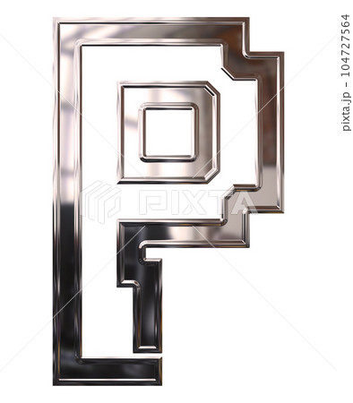 3D rendered illustration.Metallic embossed letter on white background.Art font. 3D rendered illustration.Metallic embossed letter on white background.Art font. 104727564