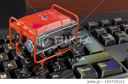 Gasoline generator on the keyboard, 3D rendering 104728101