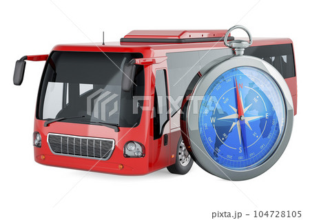 Bus with compass, 3D rendering 104728105