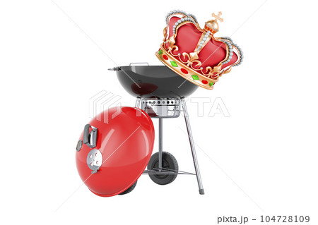 Barbecue grill with golden crown, 3D rendering 104728109