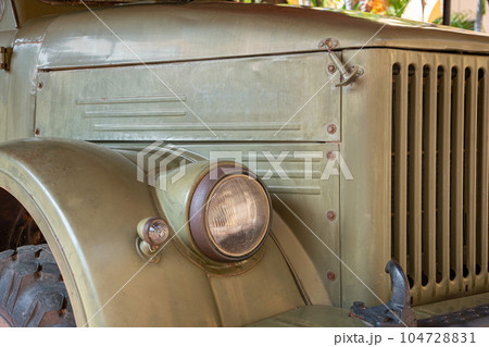 Old vintage russian military truck in green colour Old vintage russian military truck in green colour 104728831