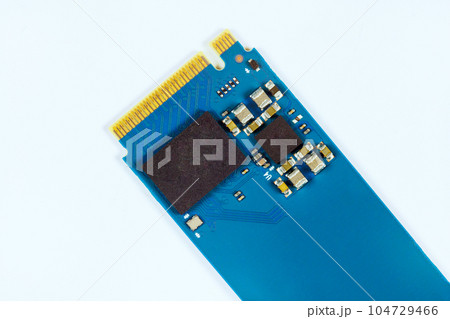 NVME M2 SSD disk for data storage at high speed to desktop computer on white background 104729466