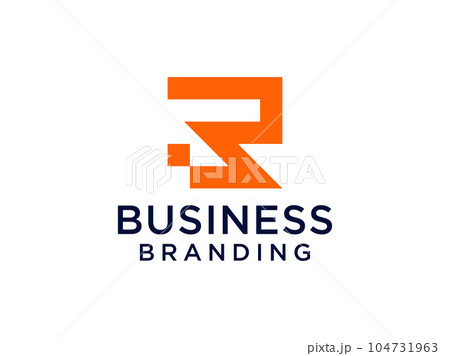 Modern Initial Letter R Logo. Orange Geometric Shape isolated on White Background. Usable for Business and Branding Logos. Flat Vector Logo Design Template Elements. 104731963