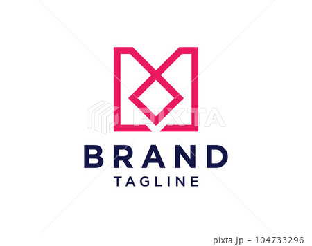 Abstract Initial Letter M Logo. Red Geometric Line Style isolated on White Background. Usable for Business and Branding Logos. Flat Vector Logo Design Template Element 104733296