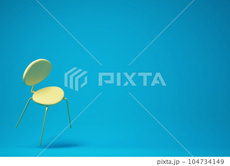 Yellow chair floating on blue background. Minimal concept with copy space. 3d rendering 104734149