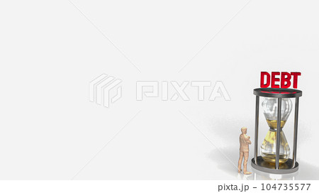 The business man and sand clock for debt concept 3d rendering 104735577