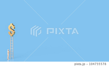 The Business man looking stair to gold dollar symbol 3d rendering 104735578