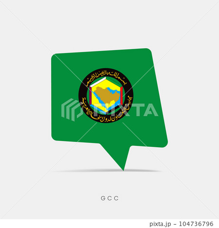 GCC -  Gulf Cooperation Council flag bubble chat icon 104736796
