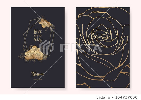 Set of two cards for wedding invitation, birthday greeting with rose flowers 104737000