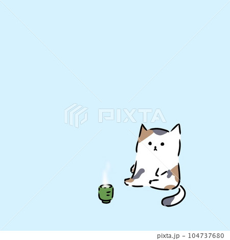 まったり猫ちゃんとお茶（三毛猫） 104737680