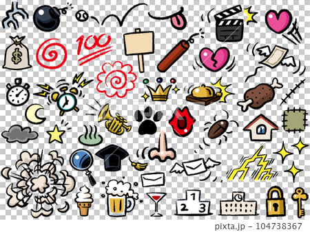 手描き風コミックパーツいろいろのセットカラー02 104738367