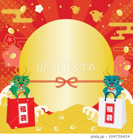 辰年のお正月セールのバナーイラスト　スクエア 104738424
