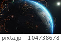 Illustration 3D graphics of abstract digital streams and lines over Earth 104738678