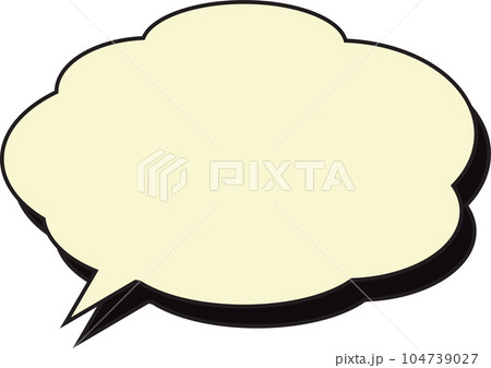 雲形吹き出し　影付き　黄 104739027