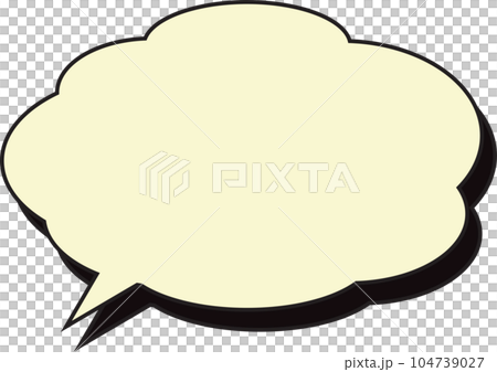 雲形吹き出し　影付き　黄 104739027