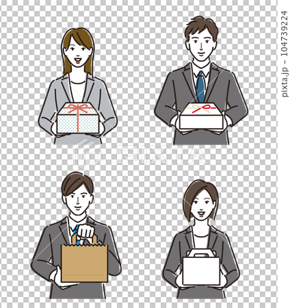 Set of office workers with gifts Set of office workers with gifts 104739224