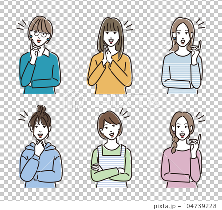 一組帶著想出好東西的表情的女人 104739228