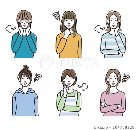 困った表情をした女性のセット 104739229