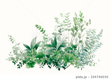 綺麗な緑のボタニカルデコレーション、白背景 104740030