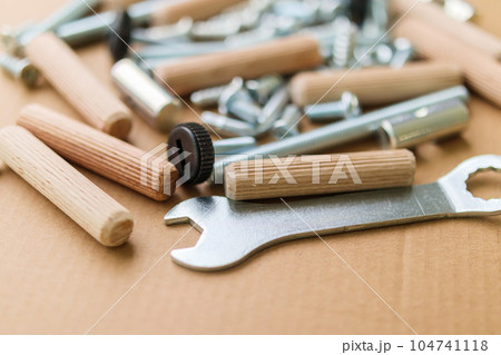 Assembly furniture tool kit with screw dowel...の写真素材