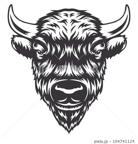 bison head design lineart. Farm Animal. bison buffalo logos or icons. vector illustration 104741124
