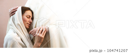 Jesus hugging a praying woman Jesus hugging a praying woman 104741207