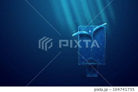 Abstract Digital Vertical Street Poster Billboard and Sprout. Low Poly 104741735